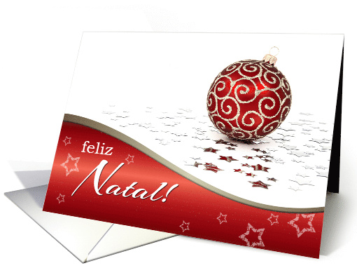 Feliz Natal. Portuguese Christmas Card with Christmas Ornament card