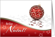 Feliz Natal. Portuguese Christmas Card with Christmas Ornament card