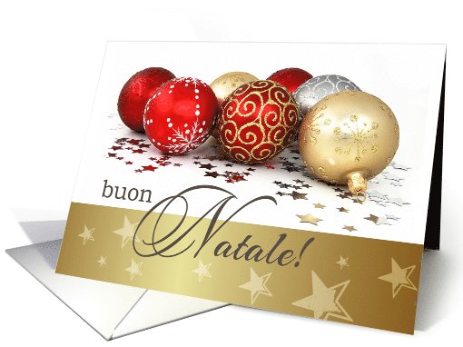 Buon Natale. Italian Christmas Card with Christmas Ornaments card