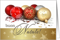 Buon Natale. Italian Christmas Card with Christmas Ornaments card