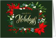 Happy Holidays from our home to yours Poinsettia Greenery Frame card