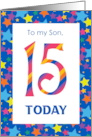 For Son’s 15th Birthday with Colourful Stripes and Stars card