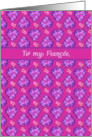 For Fiancee on Valentine’s Day with Magenta Hearts and Flowers card