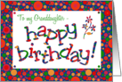 For Granddaughter Birthday Greeting with Bright Bubbly Pattern card