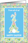 From All of Us at Easter with Cute Rabbit and Primroses card