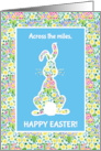 Easter Greetings Across the Miles Cute Rabbit and Primroses card