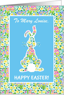 Custom Name for Easter Cute Rabbit and Primroses card