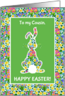 For Cousin at Easter Cute Rabbit and Primroses card