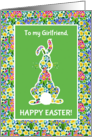 For Girlfriend at Easter Cute Rabbit and Primroses card