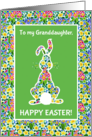 For Granddaughter at Easter Cute Rabbit and Primroses card