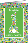 For Sister at Easter Cute Rabbit and Primroses card