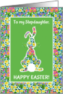 For Stepdaughter at Easter Cute Rabbit and Primroses card