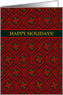 Happy Holidays Greetings with Festive Baubles and Stars Pattern card