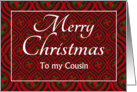 For Cousin at Christmas Festive Stars and Baubles Pattern card