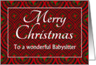 For Babysitter at Christmas Festive Stars and Baubles Pattern card