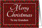 For Grandson at Christmas Festive Stars and Baubles Pattern card