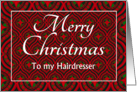 For Hairdresser at Christmas Festive Stars and Baubles Pattern card