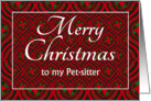 For Pet Sitter at Christmas Festive Stars and Baubles Pattern card