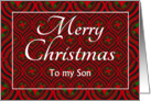 For Son at Christmas Festive Stars and Baubles Pattern card