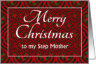 For Stepmother at Christmas Festive Stars and Baubles Pattern card