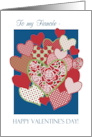 For Fiancee Valentine’s Day Hearts and Red Roses blank Inside card