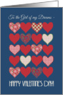 Valentine’s Card ’Girl of my Dreams’, Hearts and Roses card