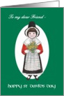 St David’s Day Card, for Friend, Welsh Costume card