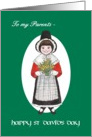 St David’s Day Card, for Parents, Welsh Costume card