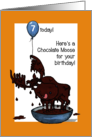 7th Birthday with Fun Chocolate Moose and Balloon card