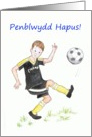Birthday Card for Boy, Welsh Greeting, Soccer Football card