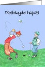 Fun Birthday Card for Golfer, Welsh Greeting card