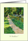 Custom Age Birthday with Welsh Greeting Canal Towpath card