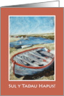 Father’s Day Welsh Greeting Boat on Sandbank Blank Inside card