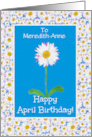 Custom Name April Birthday with Cute Daisy card