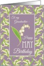 For Grandmother May Birthday with Lilies on Mauve card