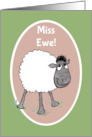 Miss You with Fun Sheep and Miss Ewe Blank Inside card