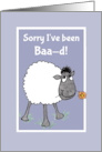 Apology Message with Cute Sheep Holding Flower Blank Inside card