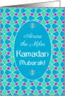 Ramadan Card Across the Miles: Blue, Green, Purple, Islamic Pattern card