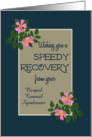 Custom Front Get Well with Vintage Pink Dog Roses on Blue card