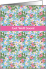 Get Well Wishes with Pink Dog Roses on Blue card