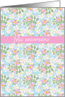 Birthday Card, Portuguese Greeting, Pink Dogroses on Blue card