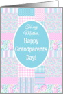 For Mother Grandparents Day Pink Roses Faux Patchwork card