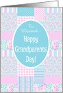 Grandparents Day Card to Personalize: Pink Roses Patchwork card