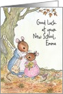 Custom Front Little Mouse New School Good Luck card