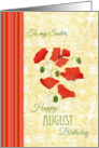 For Sister August Birthday with Red Field Poppies card