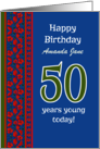 Custom Front 50th Birthday Red Field Poppies Border card