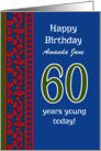 Custom Front 60th Birthday Red Field Poppies Border card