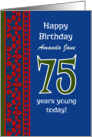 Custom Front 75th Birthday Red Field Poppies Border card