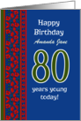Custom Front 80th Birthday Red Field Poppies Border card