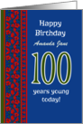 Custom Front 100th Birthday Red Field Poppies Border card